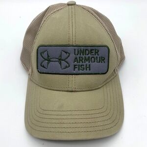 Under Armour Fish Trucker Hat — Tan/Khaki Mesh Back Snapback, OSFA